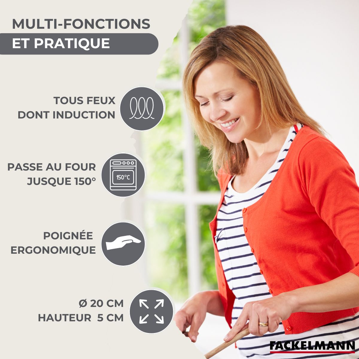 Set poêle 20 cm en inox et 6 ustensiles  Geneva Fackelmann - Mathon - 3