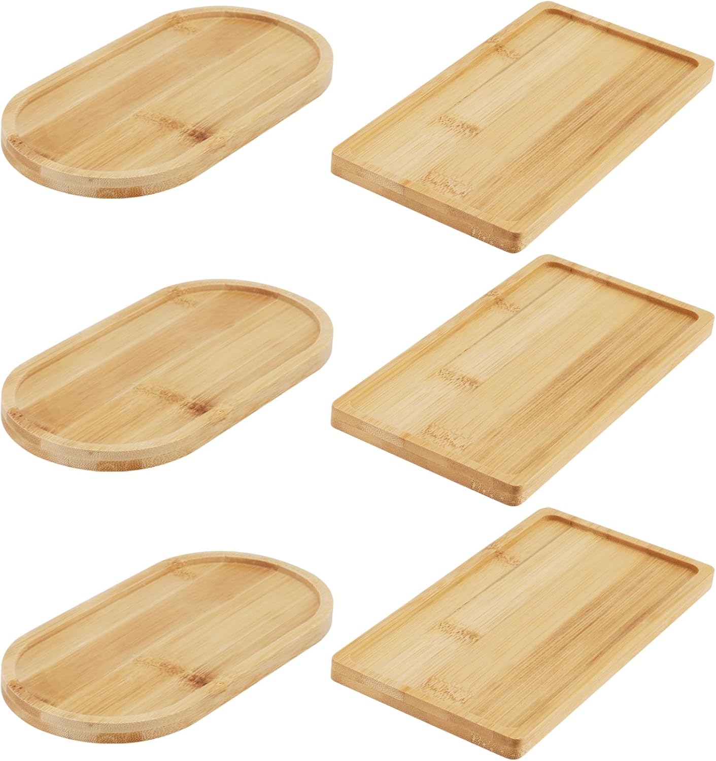 Lot de 6 Plateaux en Bambou – Ovales et Rectangulaires Vendos85 - Mathon