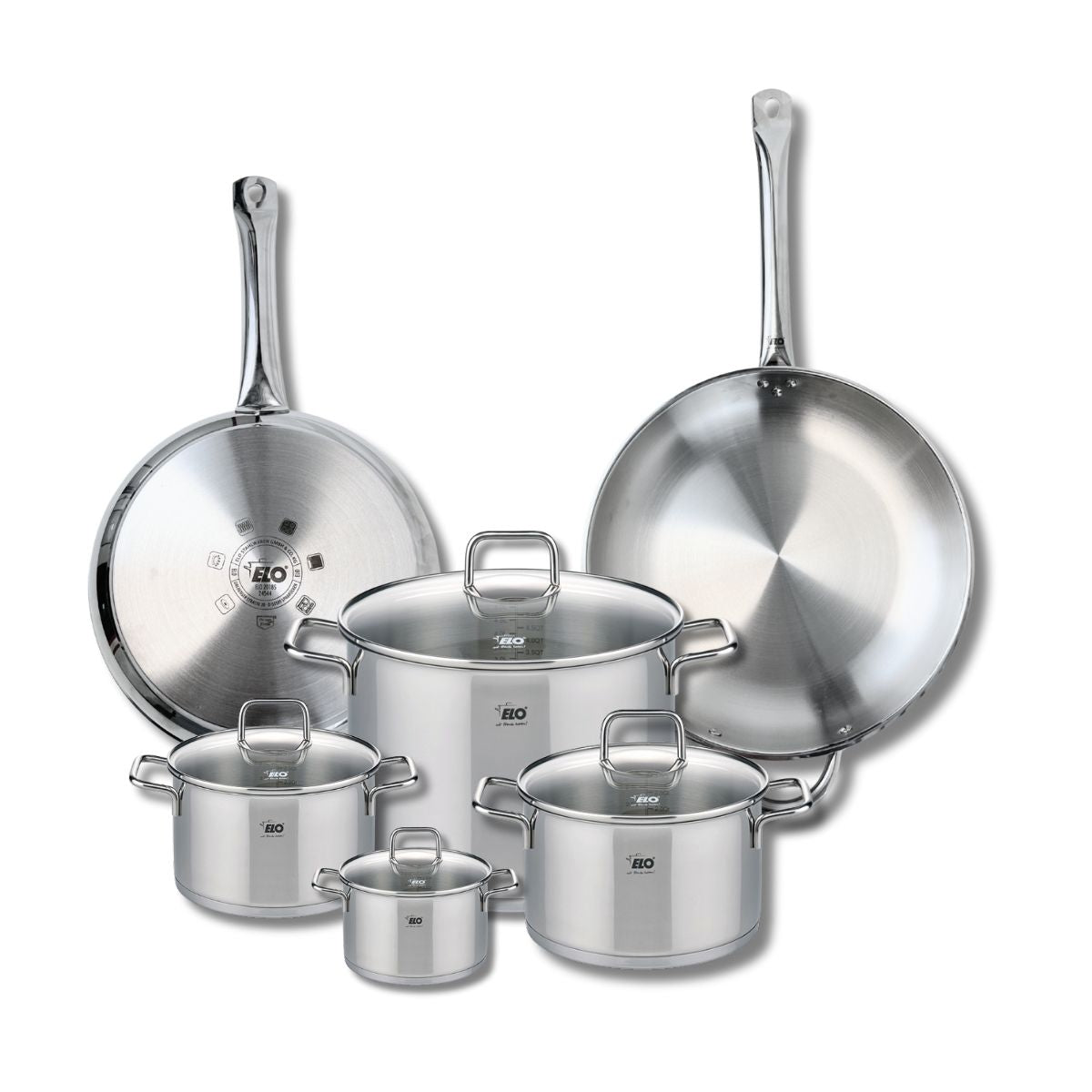 Ensemble de 2 Poêles de cuisson 28 et 32 cm et 4 faitouts 12, 16, 20 et 26 cm  Profi Citrin Elo - Mathon - 1