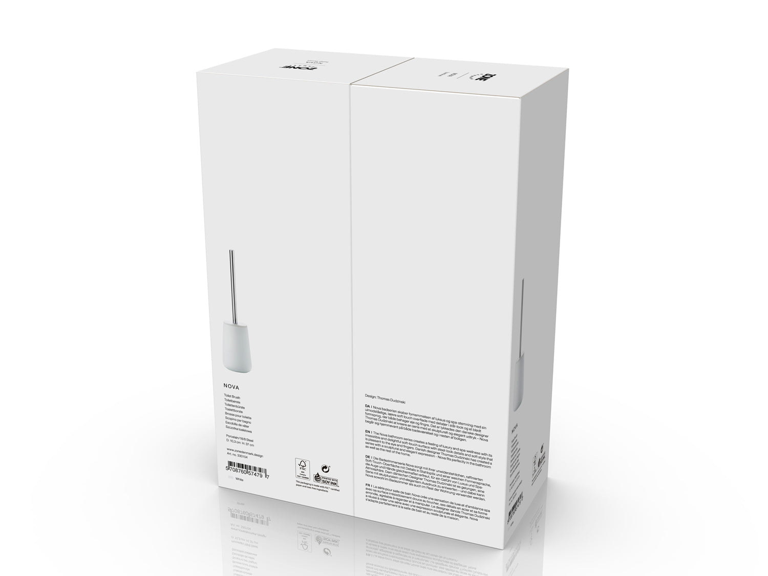 Brosse de toilette NOVA en porcelaine et acier Blanc Zone Denmark - Mathon - 5