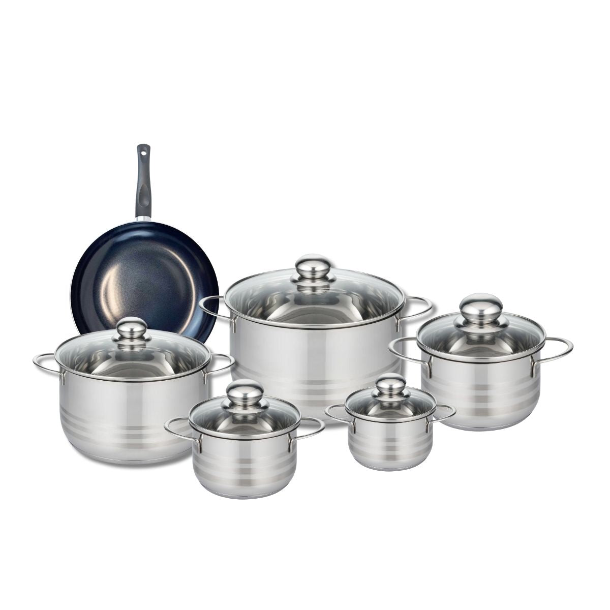 Ensemble de 1 Poêle de cuisson 20 cm et 5 faitouts 12, 14, 16, 20 et 24 cm  Prima Brillant Elo - Mathon - 1