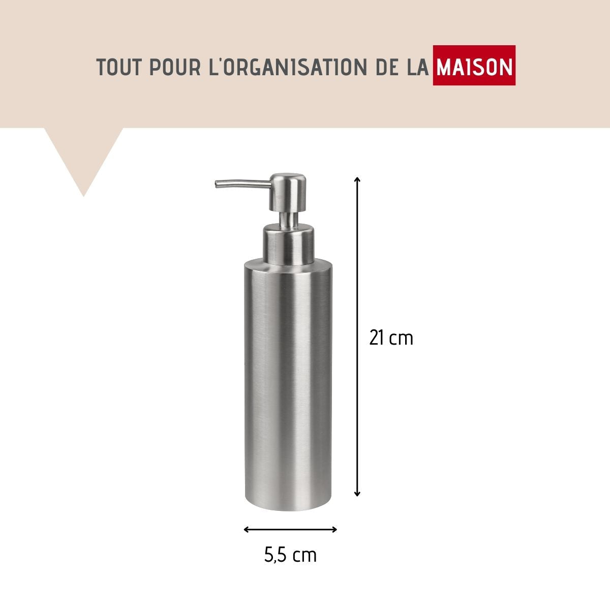 Distributeur de savon moderne gris 20,5 cm  Tecno Fackelmann - Mathon - 3