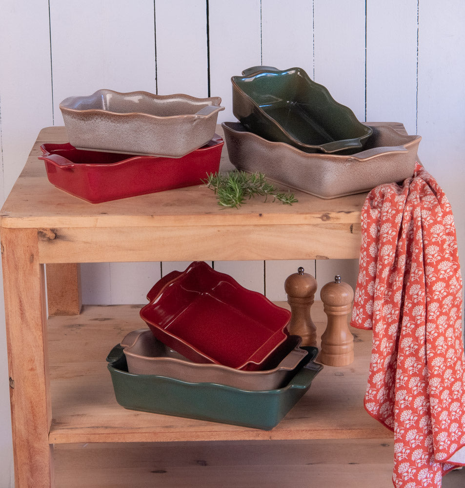 Plat à four rectangle Ely 27x15x7 cm brun Table passion - Mathon - 2