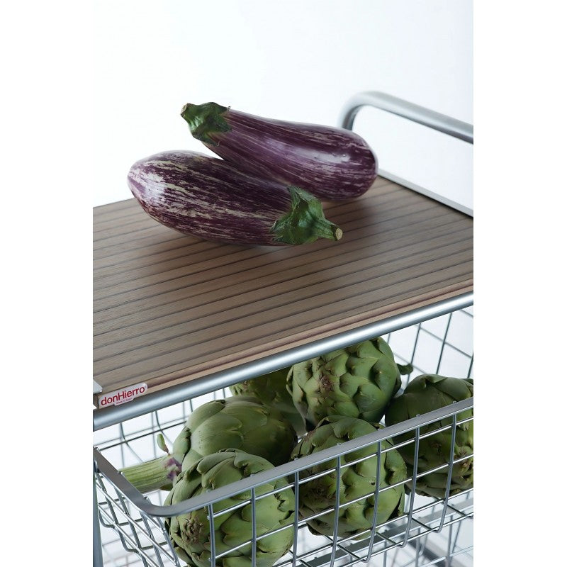 Desserte de cuisine, 4 paniers, plan de travail couleur bouleau texturé avec effet latté, nora Don Hierro - Mathon - 5