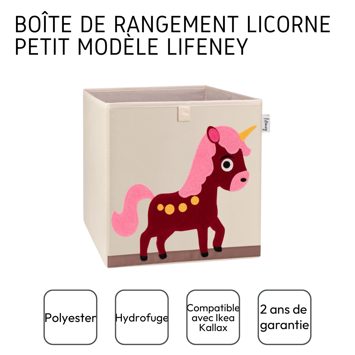 Boîte de rangement en tissu pour enfant "licorne", compatible Ikea Kallax Lifeney Fackelmann - Mathon - 4