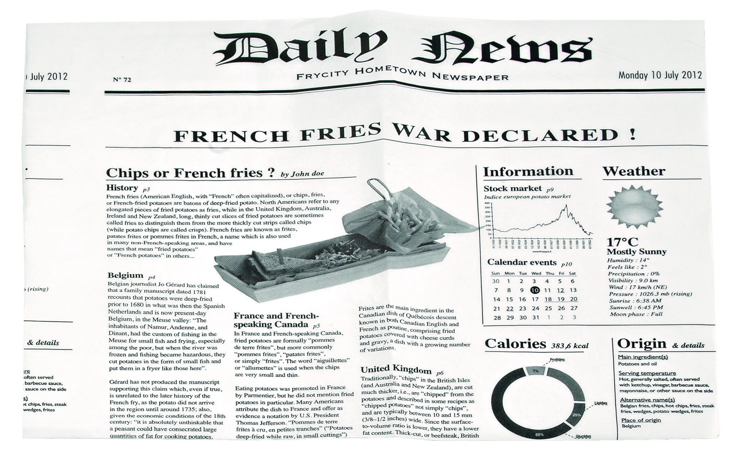 Sac papier ingraissable blanc ouvert sur 2 côtés avec décor journal 13 x 13 cm - 50 unités FirstPack - Mathon