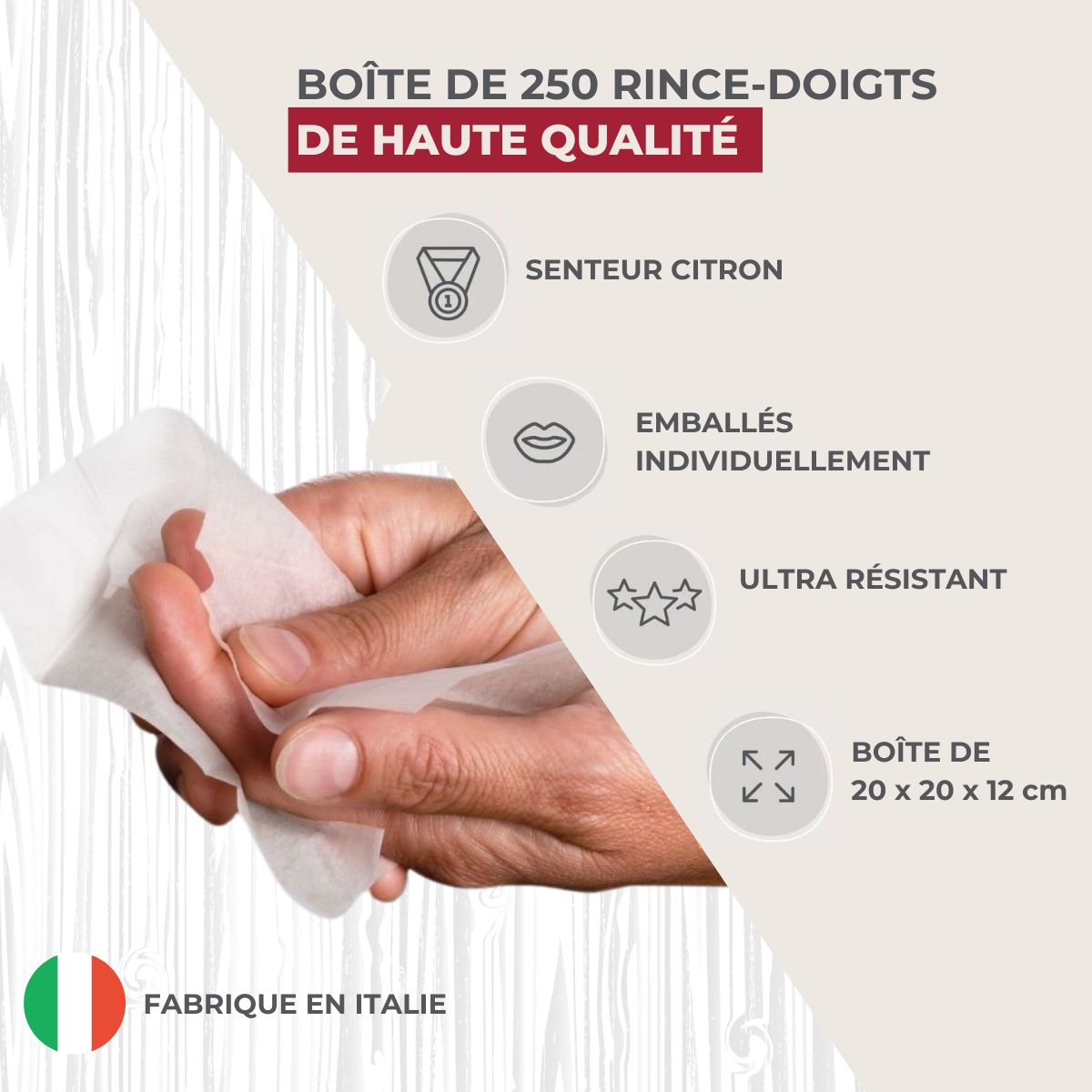 Boîte de 250 rince doigts au citron Fackelmann - Mathon - 2