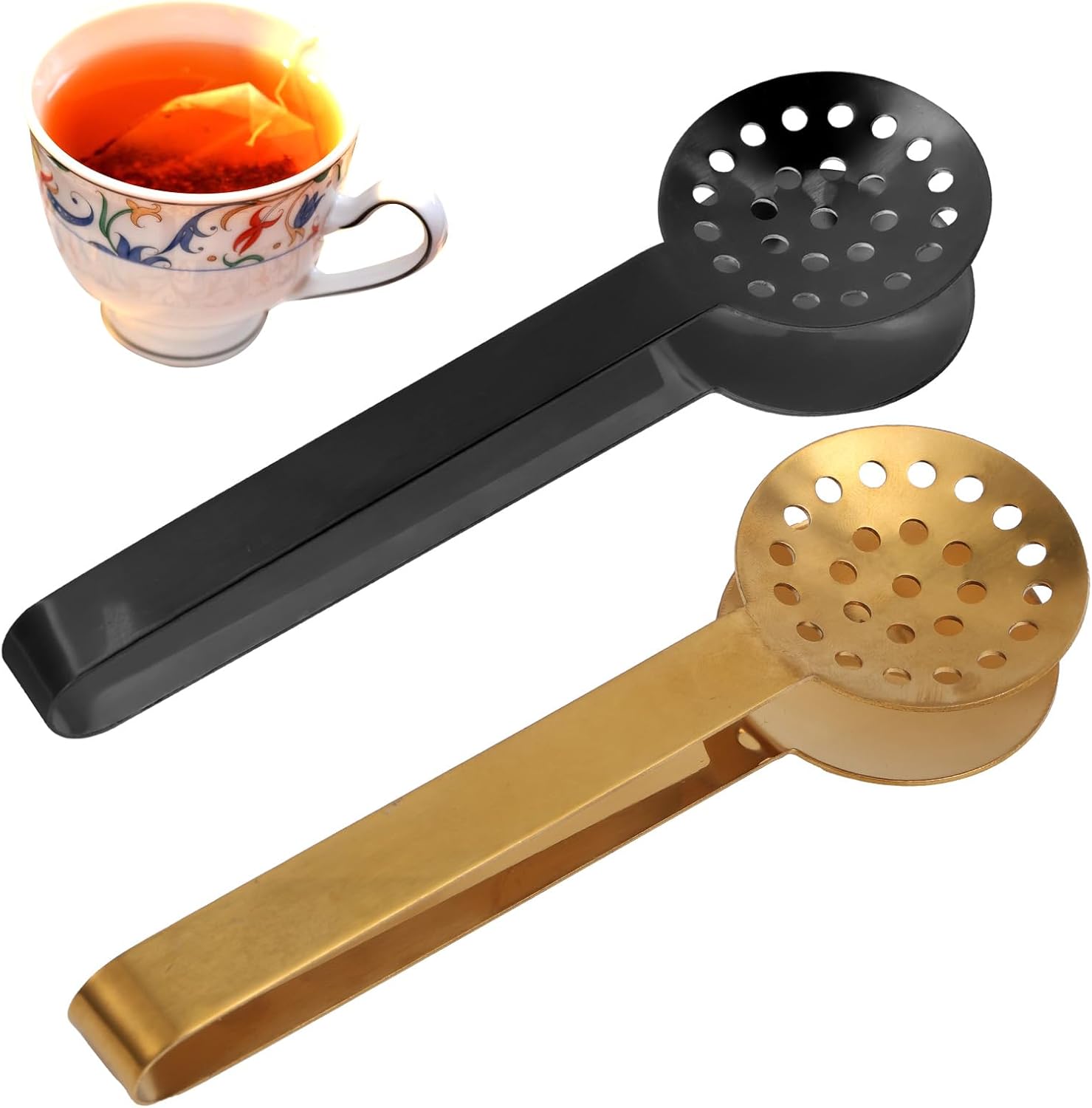 2 pièces Presse-Sachet de Thé en Acier Inoxydable Noir/Or Vendos85 - Mathon