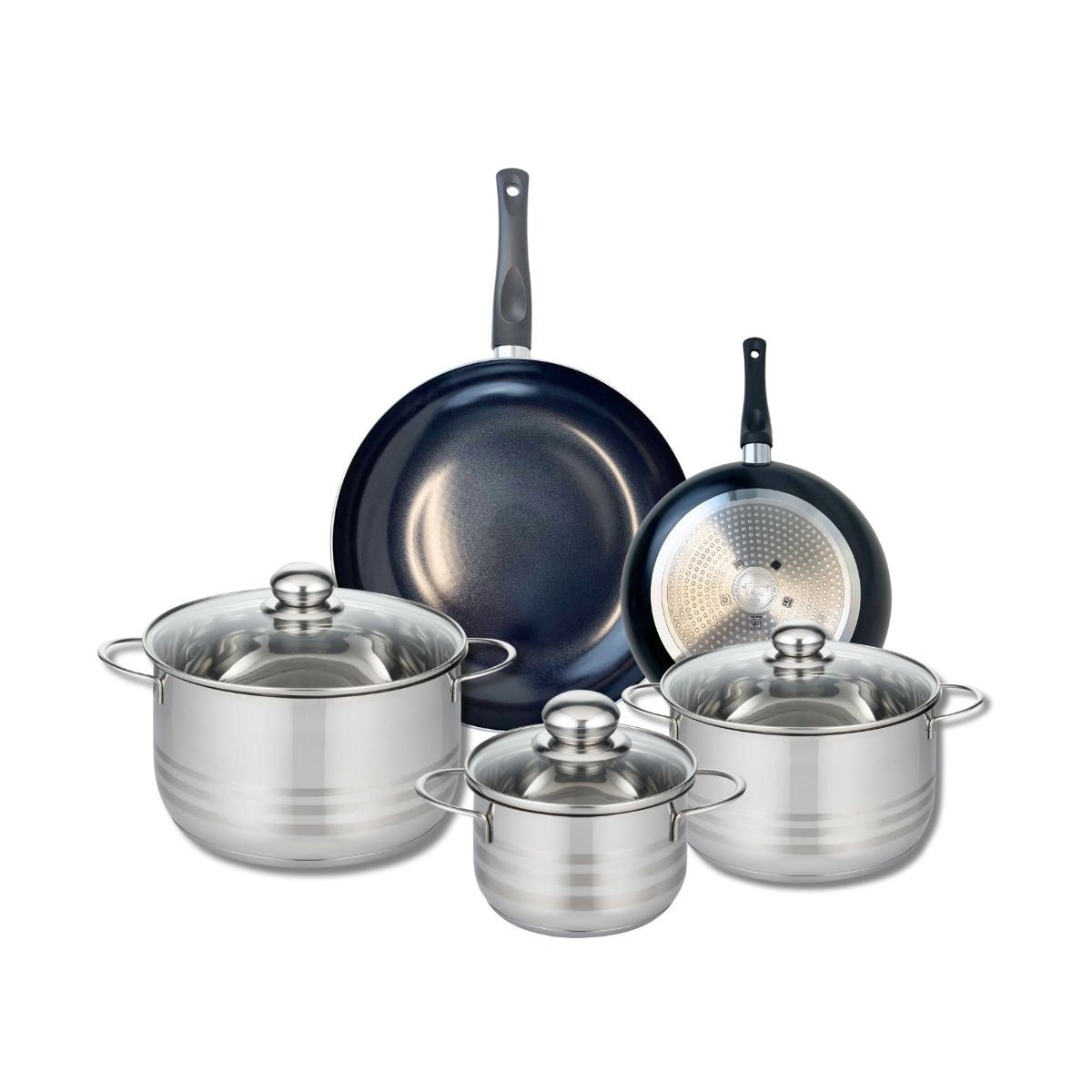 Ensemble de 2 Poêles de cuisson 20 et 28 cm et 3 faitouts 16, 20 et 24 cm  Prima Brillant Elo - Mathon - 1