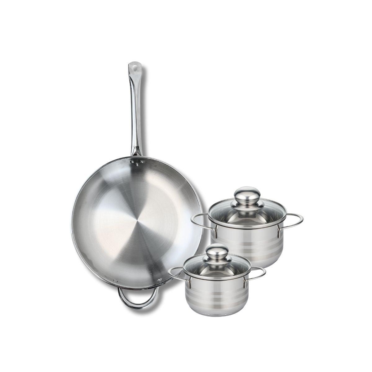 Ensemble de 1 Poêle de cuisson 32 cm et 2 faitouts 14 et 16 cm  Profi Brillant Elo - Mathon - 1