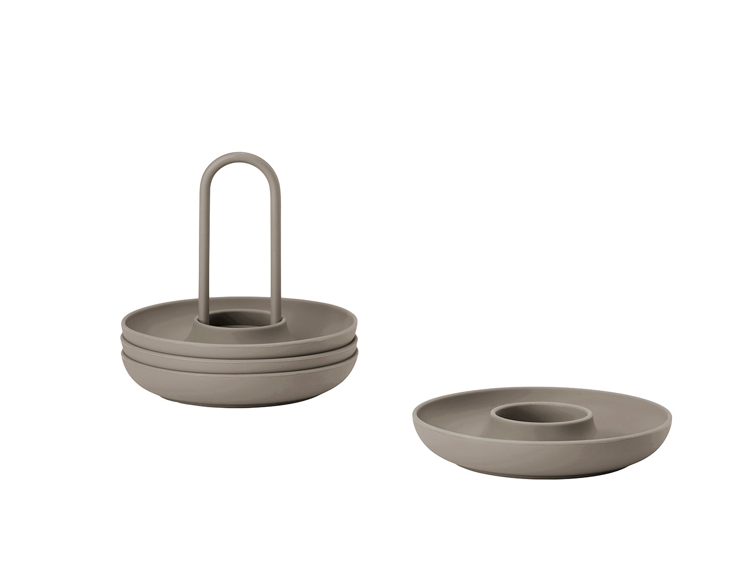 Set de 4 coquetiers avec support SINGLES en silicone Taupe Zone Denmark - Mathon - 2