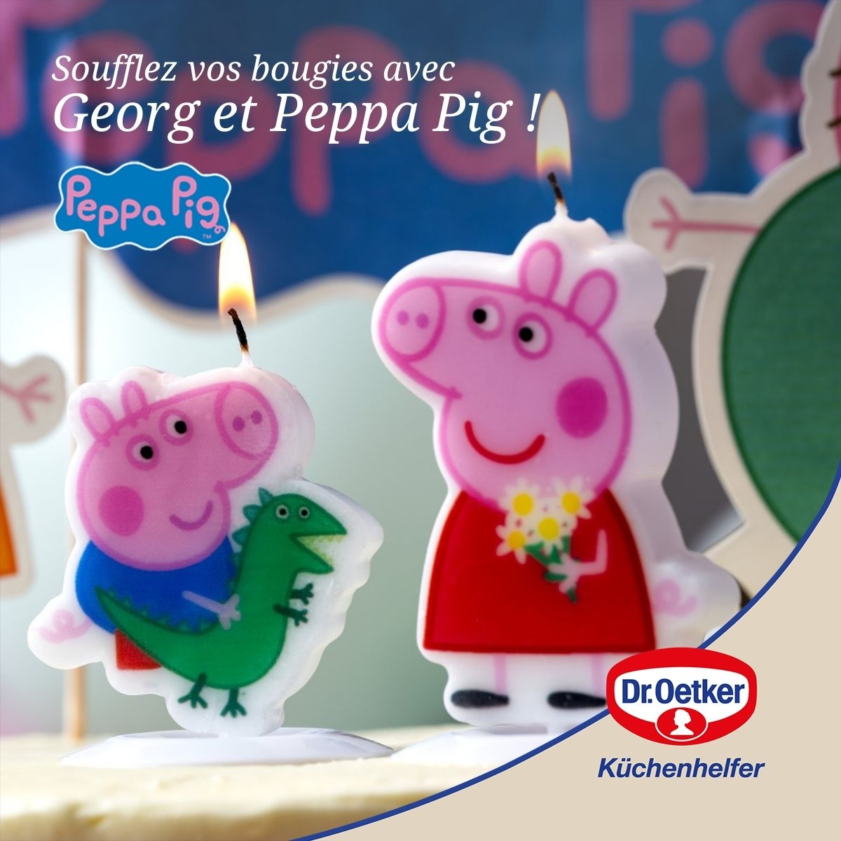 Lot de 2 bougies en cire personnages pour les anniversaires des enfants Dr. Oetker Peppa Pig Dr. Oetker - Mathon - 2