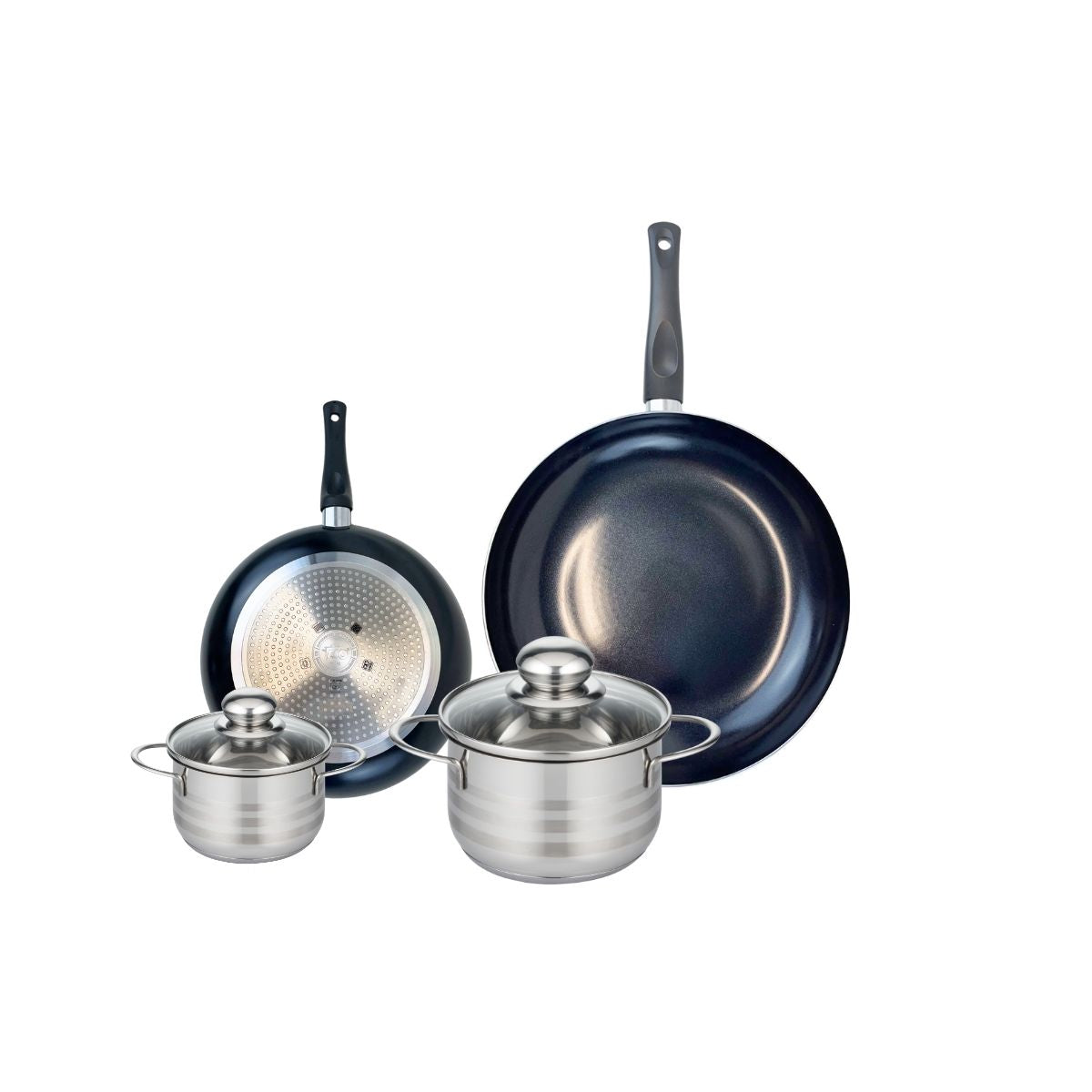 Ensemble de 2 Poêles de cuisson 20 et 28 cm et 2 faitouts 12 et 16 cm  Prima Brillant Elo - Mathon - 1