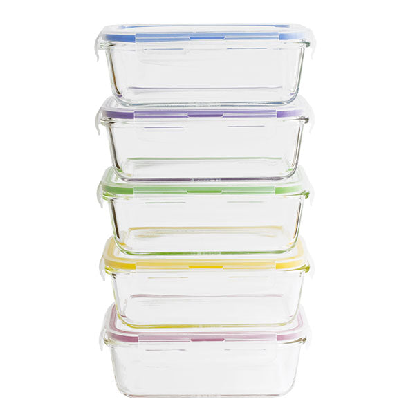 Set de 5 boîtes de conservation en verre borosilicate 850 ml Pebbly - Mathon - 1