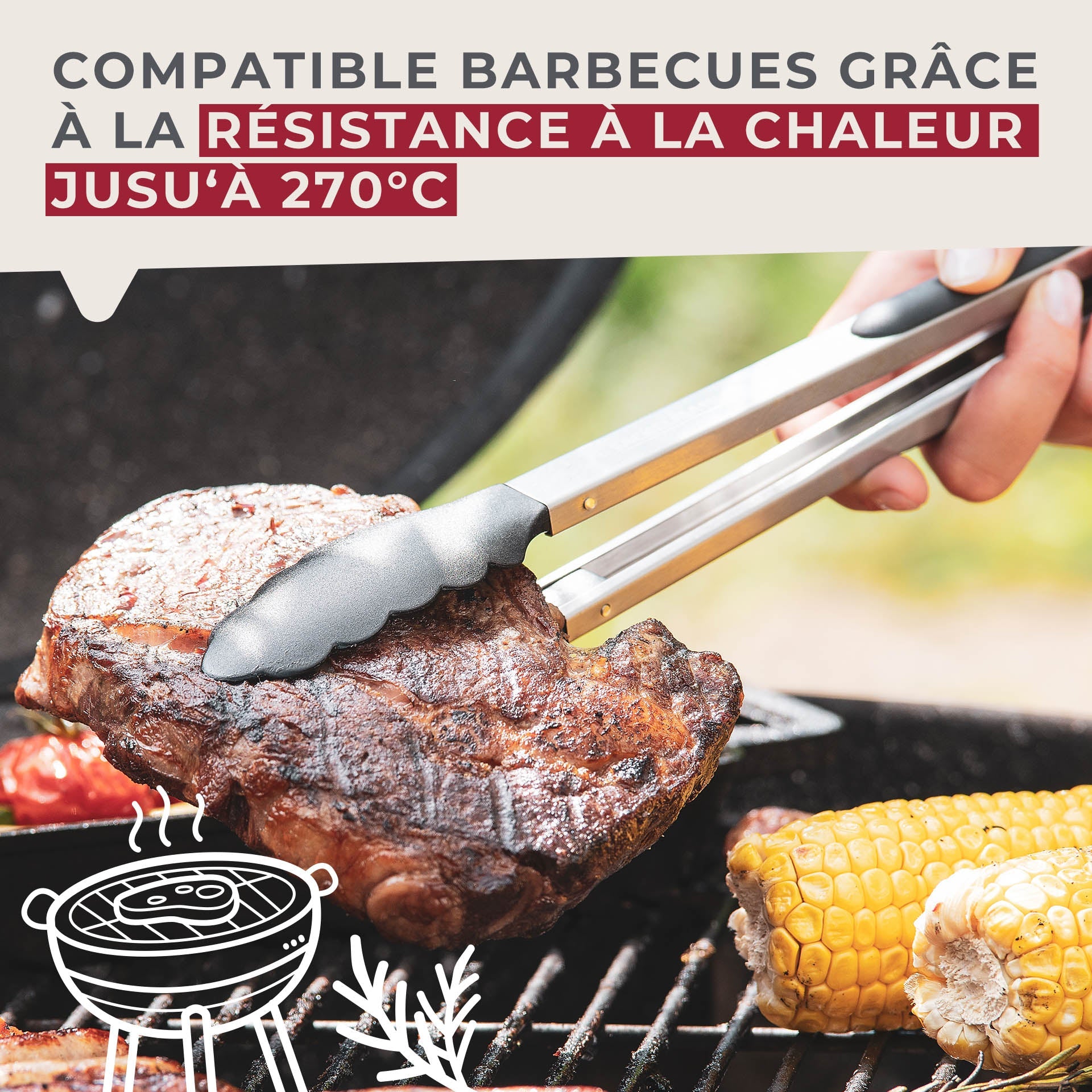 Ensemble de 2 Pinces de cuisine double embout 35 cm  Penderie Fackelmann - Mathon - 6