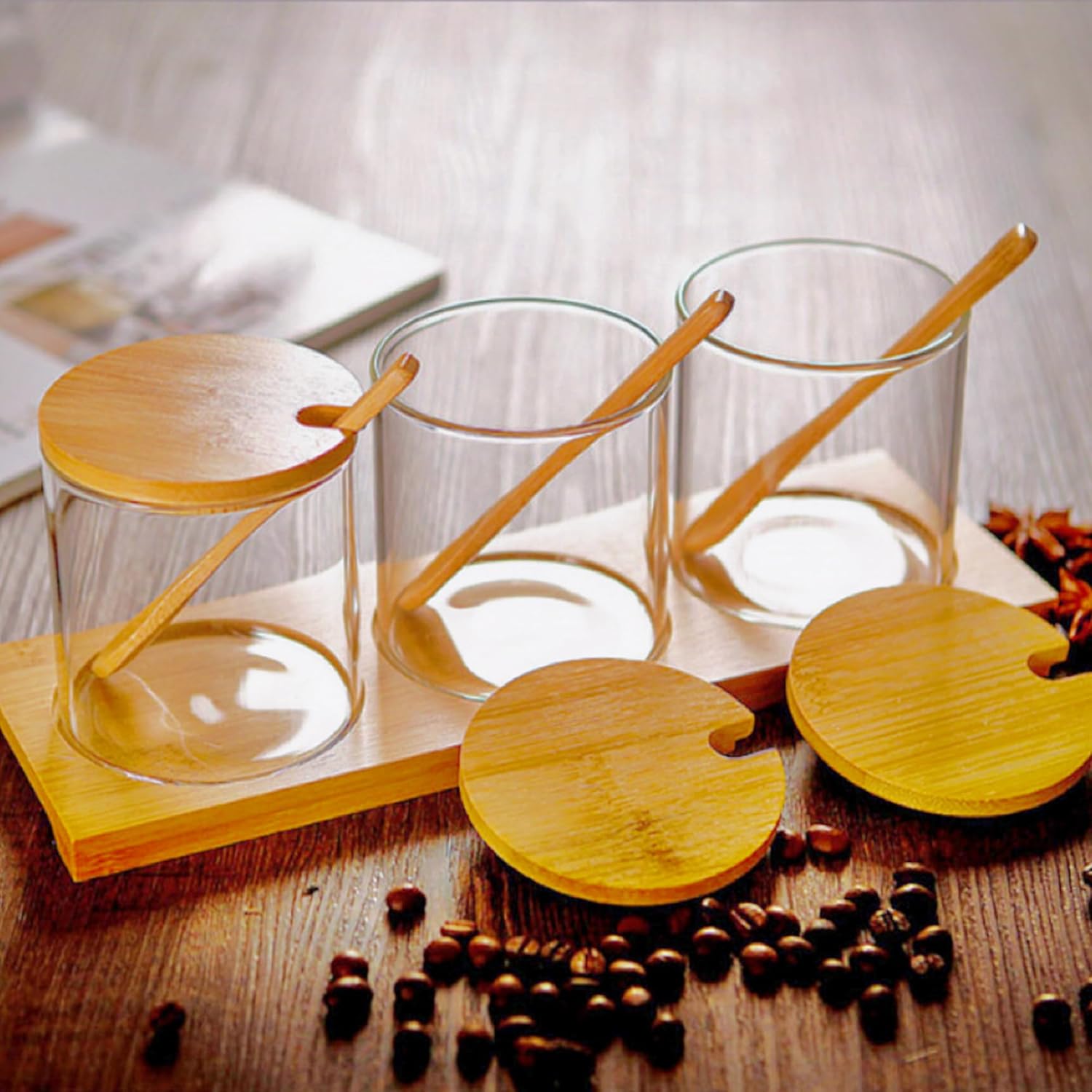 Ensemble de 3 sucriers en verre avec couvercle Vendos85 - Mathon