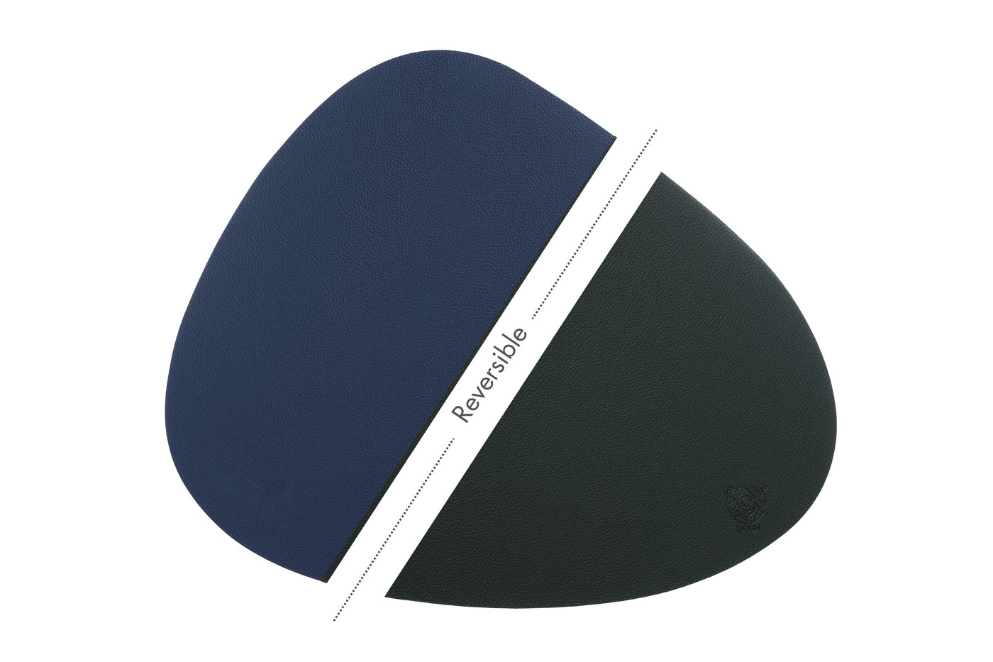 Set de table curve réversible - 6 pièces - Cuir recyclé bleu nuit et gris anthracite Björn - Mathon - 3