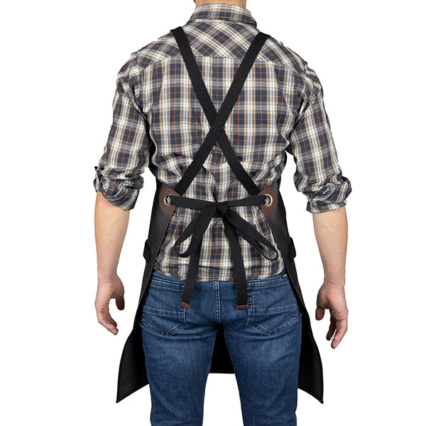 Tablier en toile enduite et cuir noir Livoo - Mathon - 3