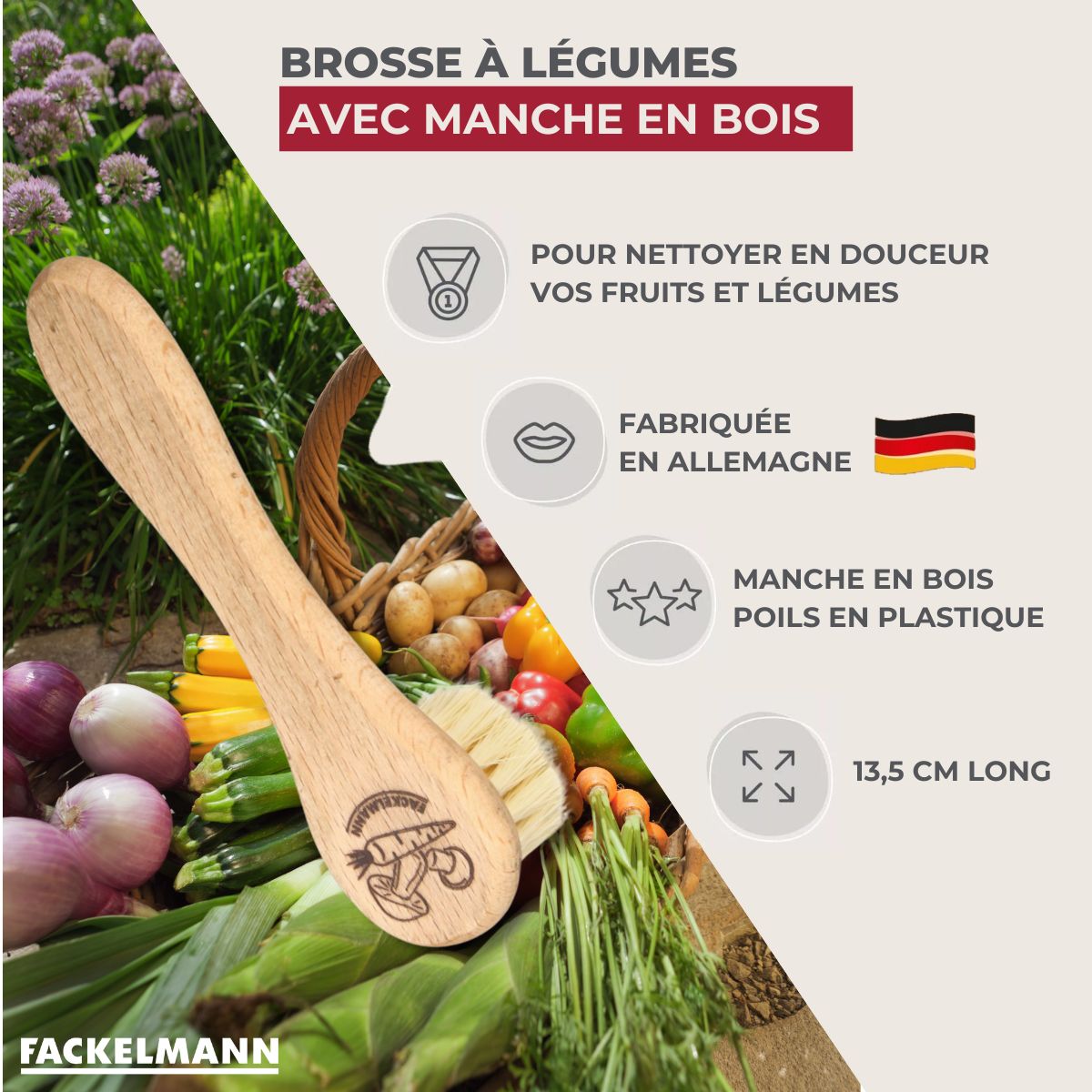 Brosse à légumes en bois  Wood Edition Fackelmann - Mathon - 3