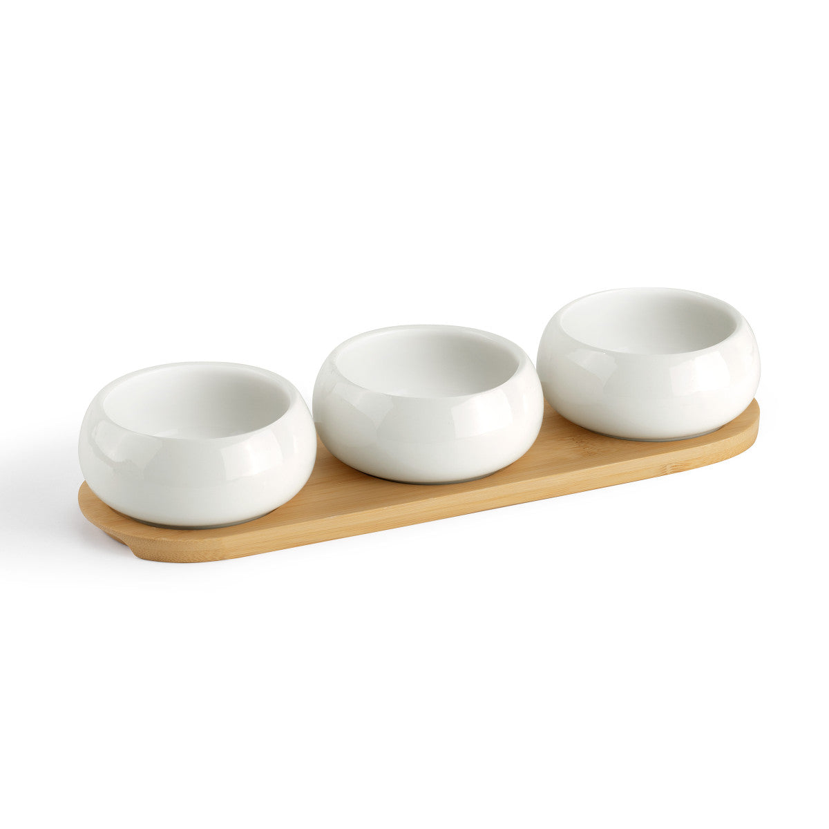 Tapas - Set de 3 coupelles apéritives en céramique avec plateau en bambou Médard de Noblat - Mathon - 1
