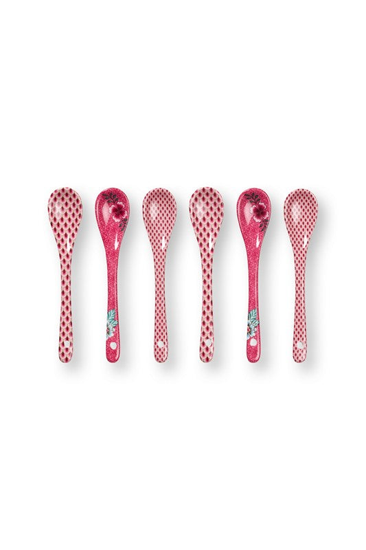 Coffret Cadeau 6 Cuillères Oriental Flower Festival Rose - 13cm Pip Studio - Mathon - 2