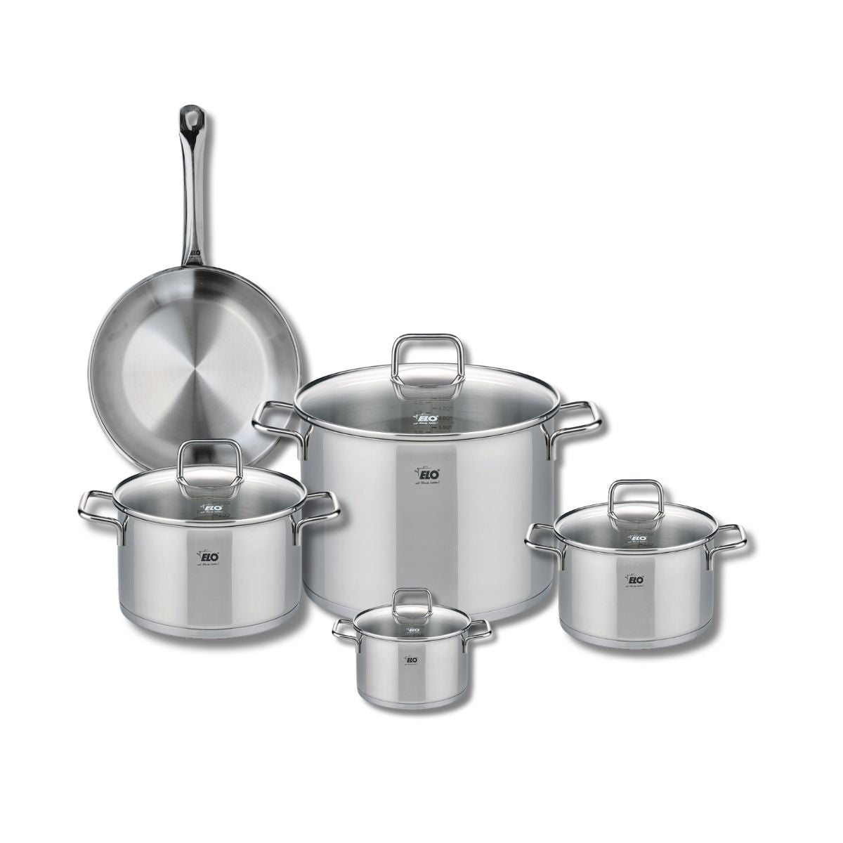 Ensemble de 1 Poêle de cuisson 24 cm et 4 faitouts 12, 16, 20 et 26 cm  Profi Citrin Elo - Mathon - 1