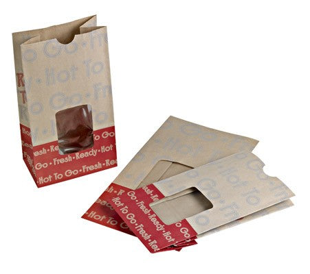 500Pcs - Sac SOS papier brun renforcé à fenêtre "Ecokraft"  125x75x235mm FirstPack - Mathon - 1