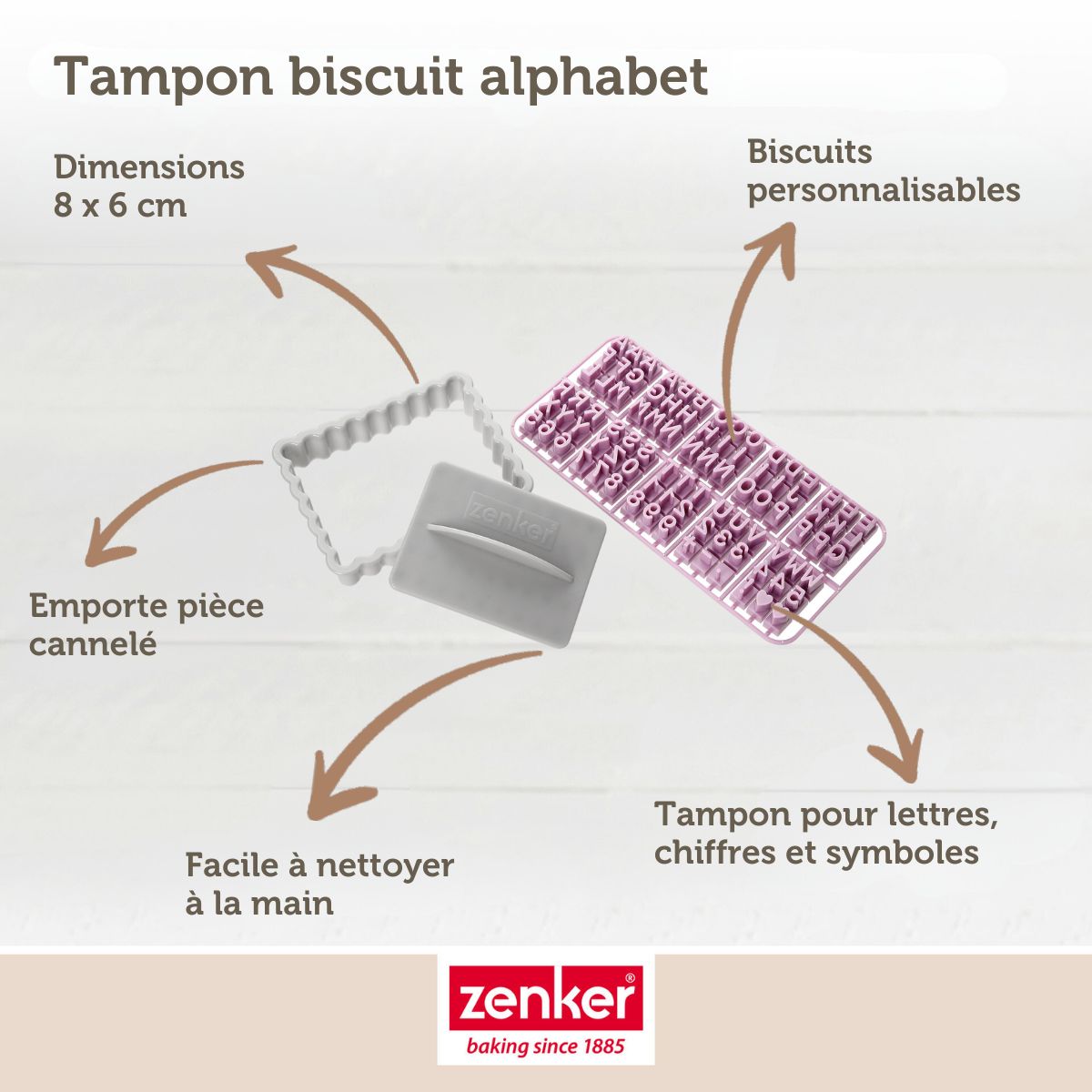 Tampon alphabet pour biscuit Zenker et mini rouleau à pâtisserie Zenker - Mathon - 3