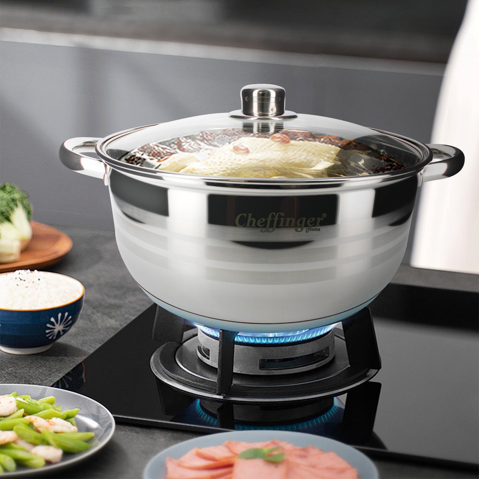 Ensemble de 4 Marmite Inox Cheffinger - Mathon - 3