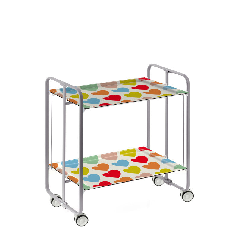 Desserte pliante bauhaus avec roulettes – structure grise, 2 niveaux, 4 positions Don Hierro - Mathon - 1