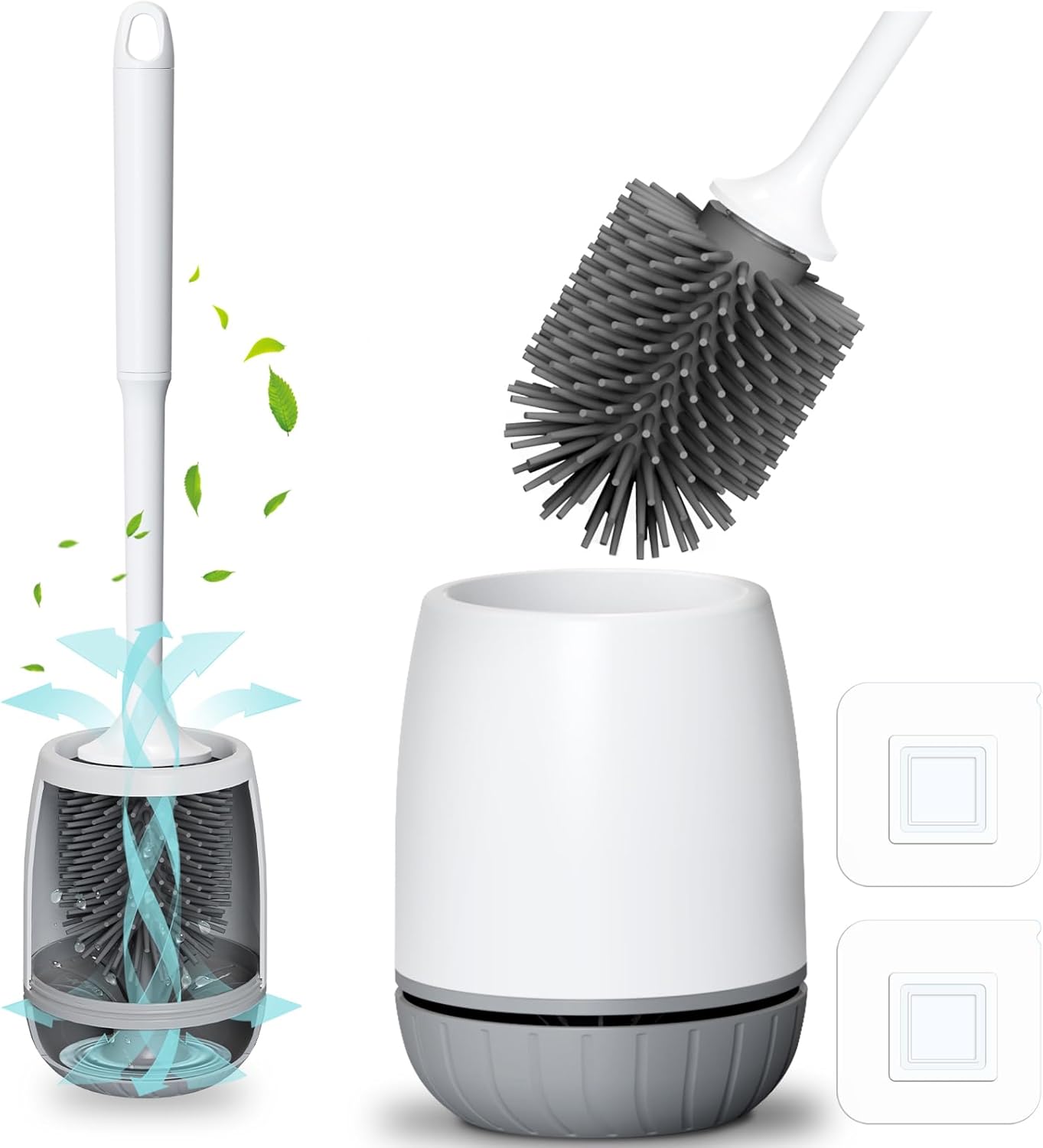 Brosse WC silicone blanche avec support mural et sol Vendos85 - Mathon