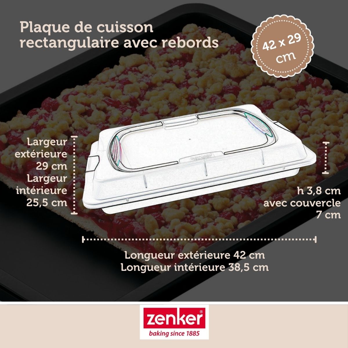 Plaque de cuisson 42 x 29 cm avec couvercle Zenker Special To Go Zenker - Mathon - 3