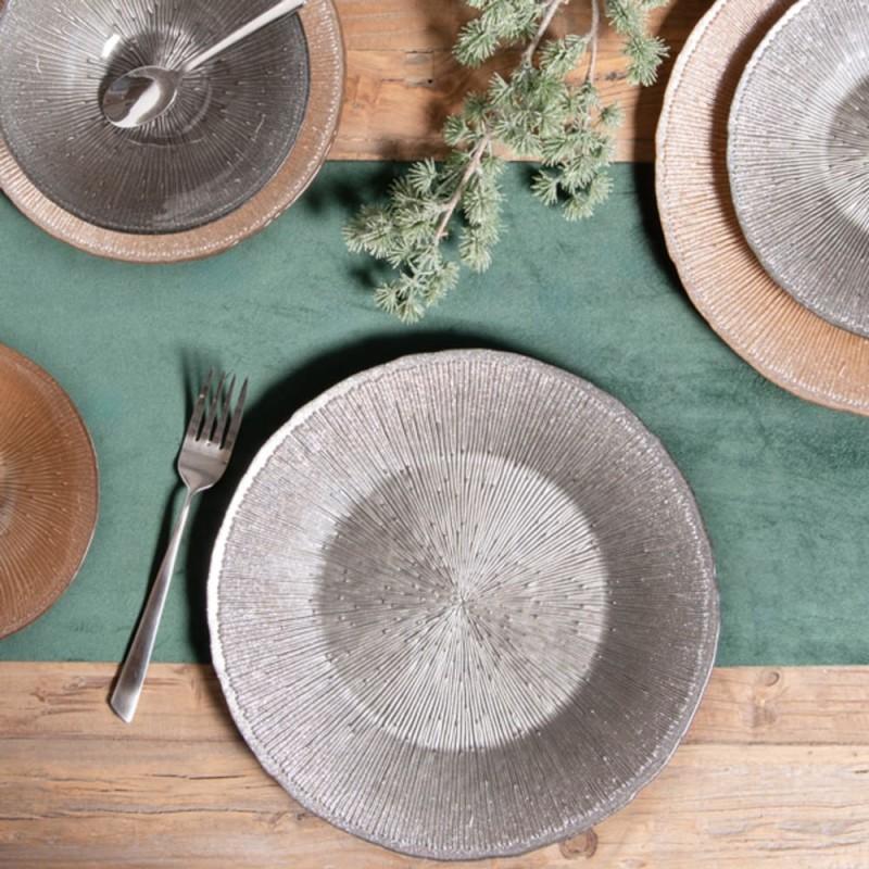 Assiette à dessert Glitter grise 21 cm (lot de 6) Table passion - Mathon - 2