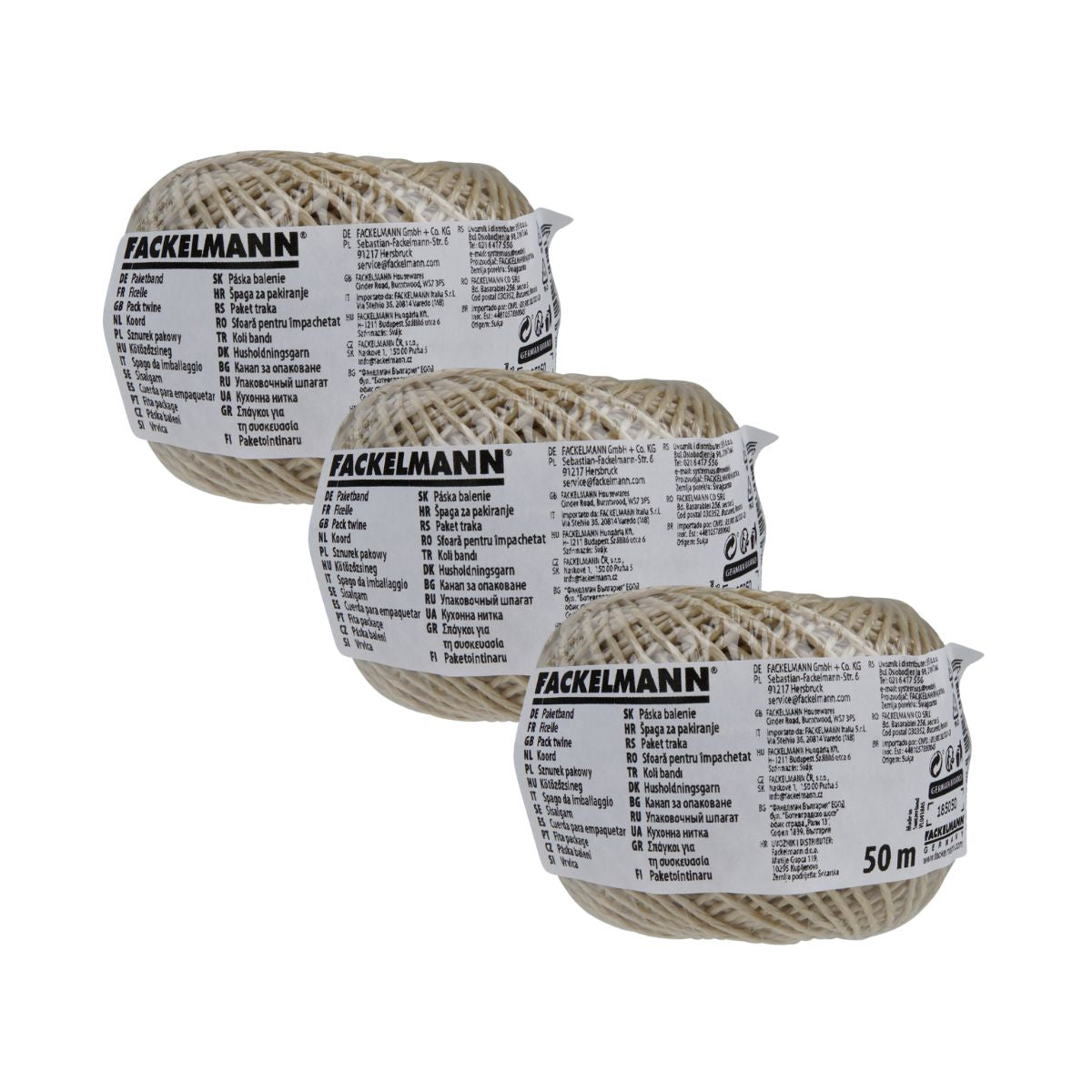 Lot de 3 rouleaux de Ficelle imitation lin 50 m  Tecno Fackelmann - Mathon - 2