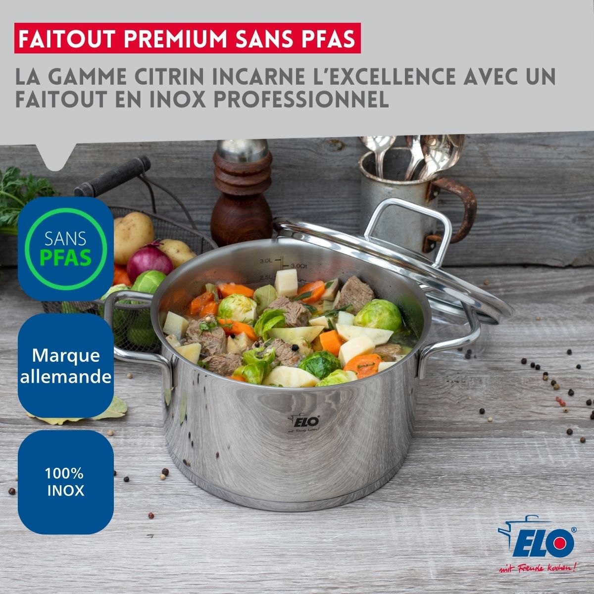 Set de 3 faitouts en inox 16 cm 20 cm et 26 cm  Citrin Elo - Mathon - 4