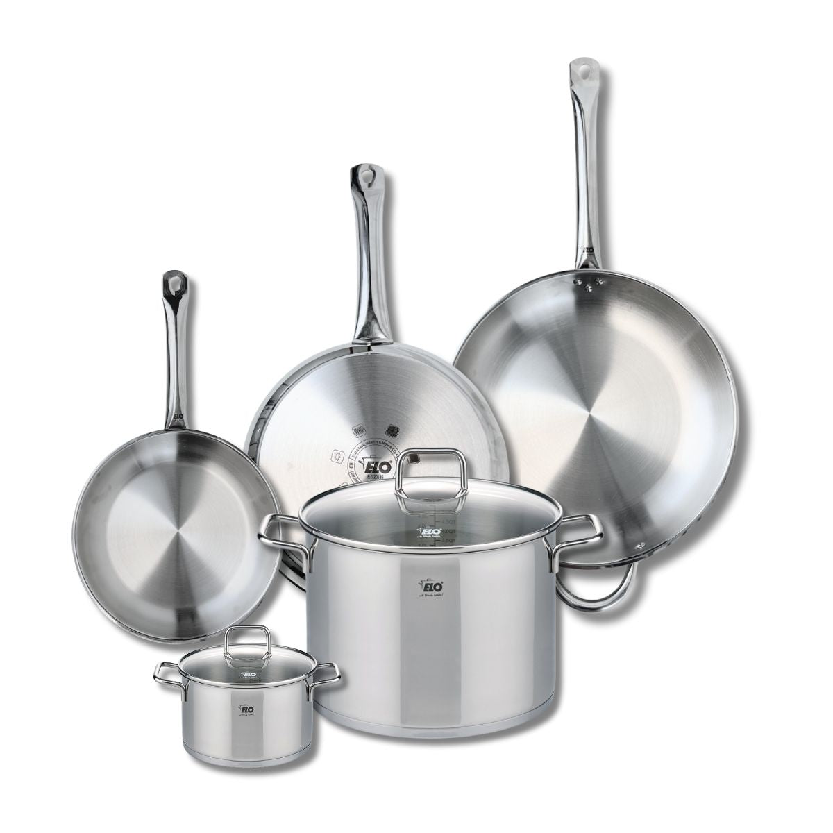 Ensemble de 3 Poêles de cuisson 24, 28 et 32 cm et 2 faitouts 14 et 26 cm  Profi Citrin Elo - Mathon - 1