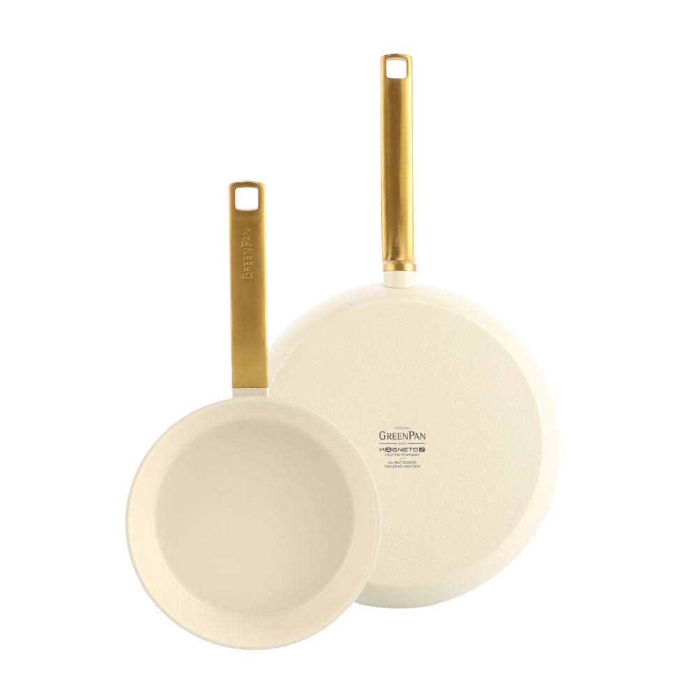 Set 2 Poêles 20 et 28 cm Evolution crème Greenpan - Mathon - 1