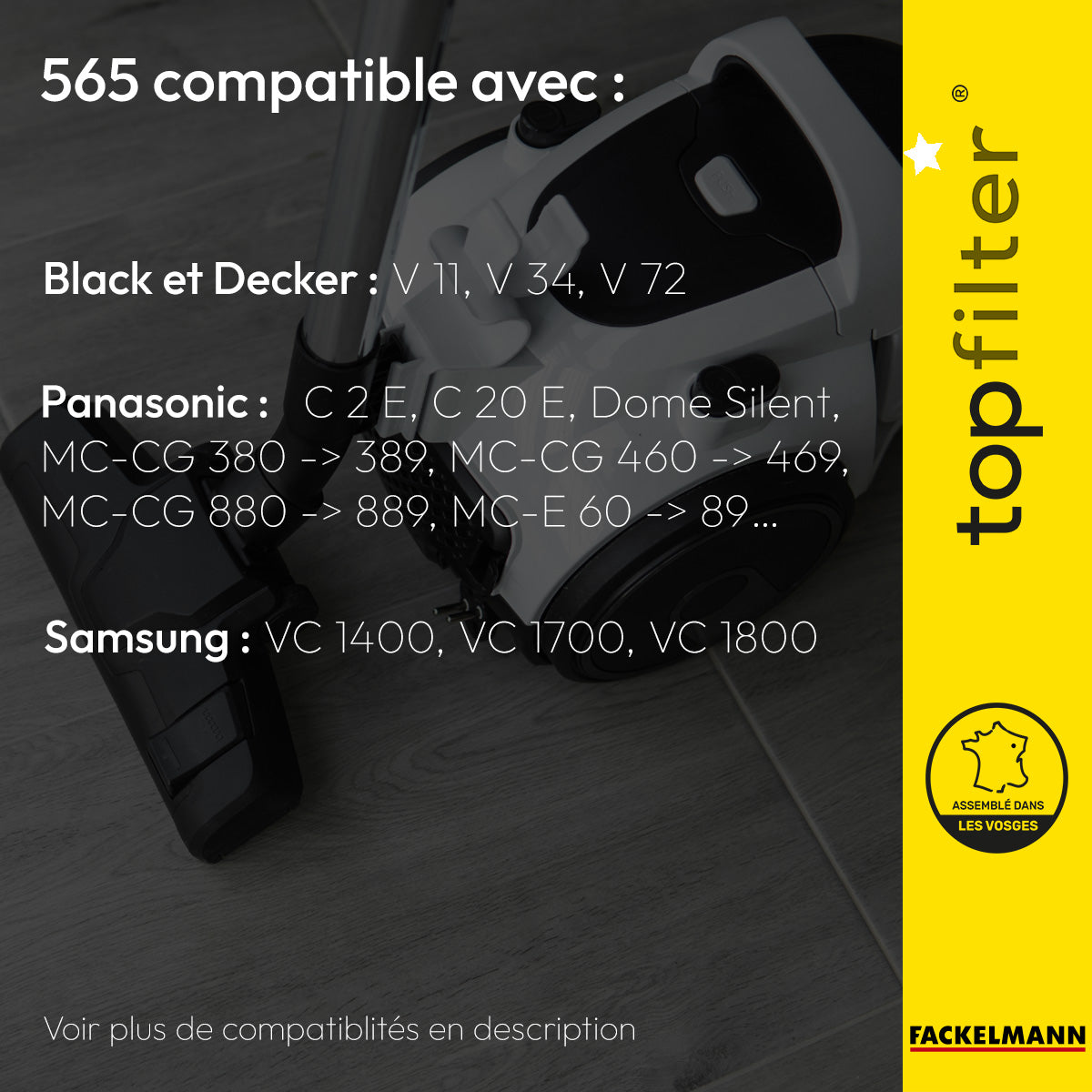 Lot de 4 sacs aspirateur pour Samsung et Panasonic TopFilter Premium TopFilter - Mathon - 2