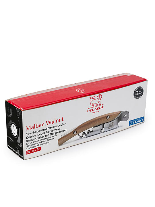 Malbec Tire-bouchon sommelier à double levier, noyer, 13cm - 5in,Tire-bouchon sommelier à double levier, noyer, 13cm - 5in Peugeot - Mathon - 4
