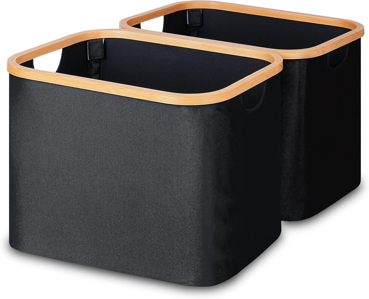 Lot de 2 paniers à linge 50 L en coton noir Vendos85 - Mathon