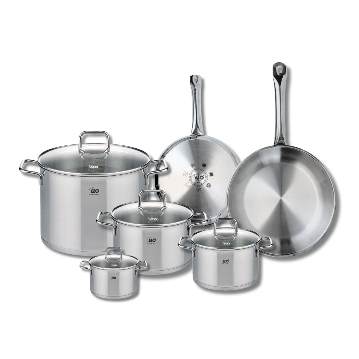 Ensemble de 2 Poêles de cuisson 24 et 28 cm et 4 faitouts 12, 16, 20 et 26 cm  Profi Citrin Elo - Mathon - 1