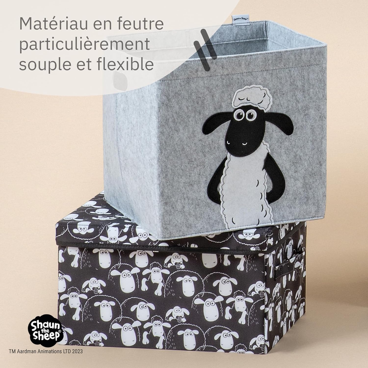 Boîte de rangement en feutre compatible Kallax Lifeney Shaun le mouton Fackelmann - Mathon - 4
