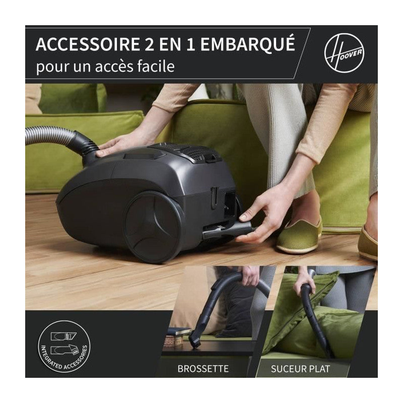 He1 - Aspirateur Traineau Avec Sac Compact Et Puissant - Grande Capacité 2,5l- Haute-performance Sur Sols Durs Et Moquet Hoover - Mathon - 5