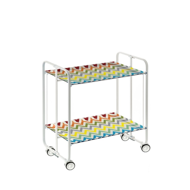 Desserte pliante 2 niveaux avec roulettes – structure blanche, bauhaus Don Hierro - Mathon - 1