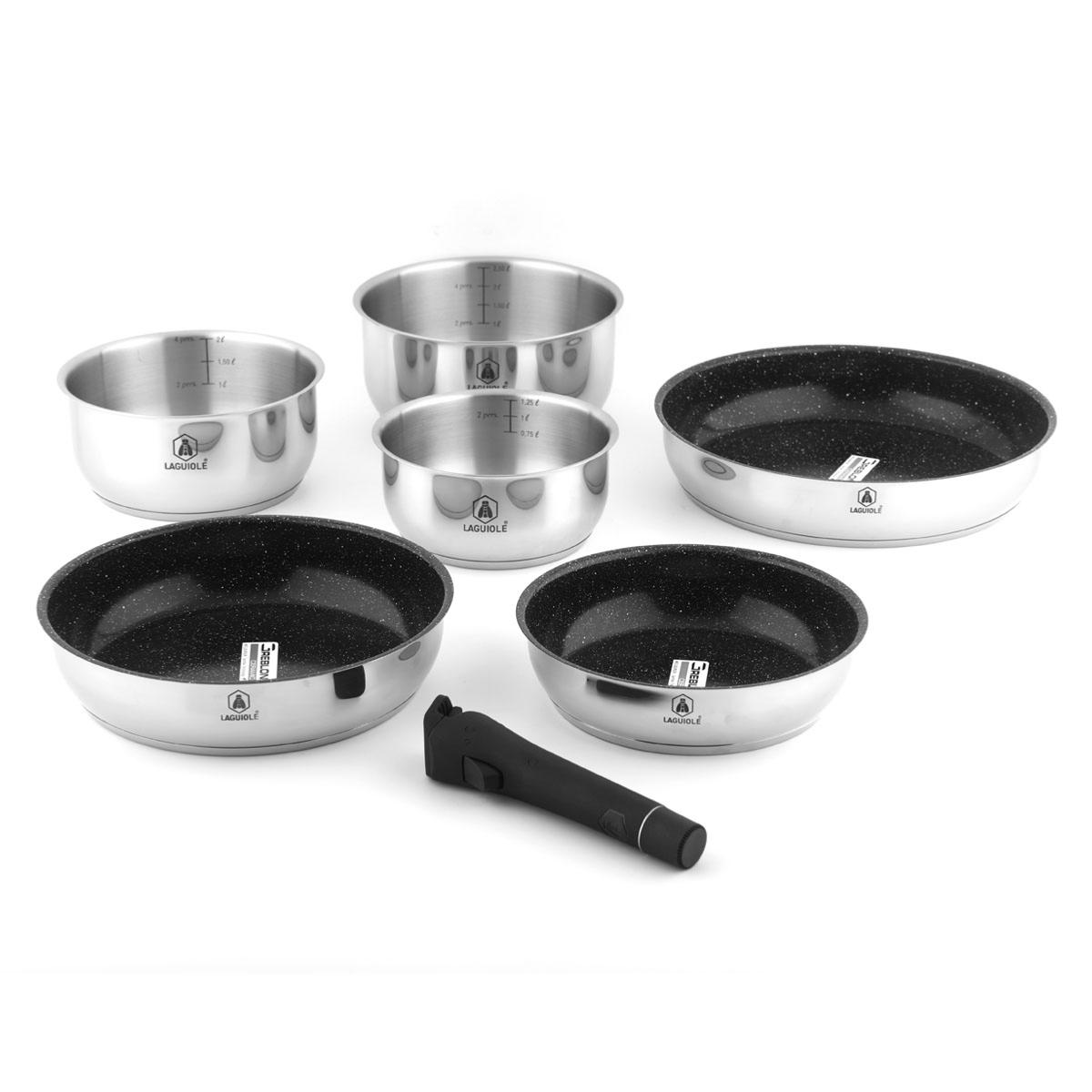 Set de 7 pièces inox amovible antiadhésif - "Réactif" Laguiole Cuisson - Mathon - 1