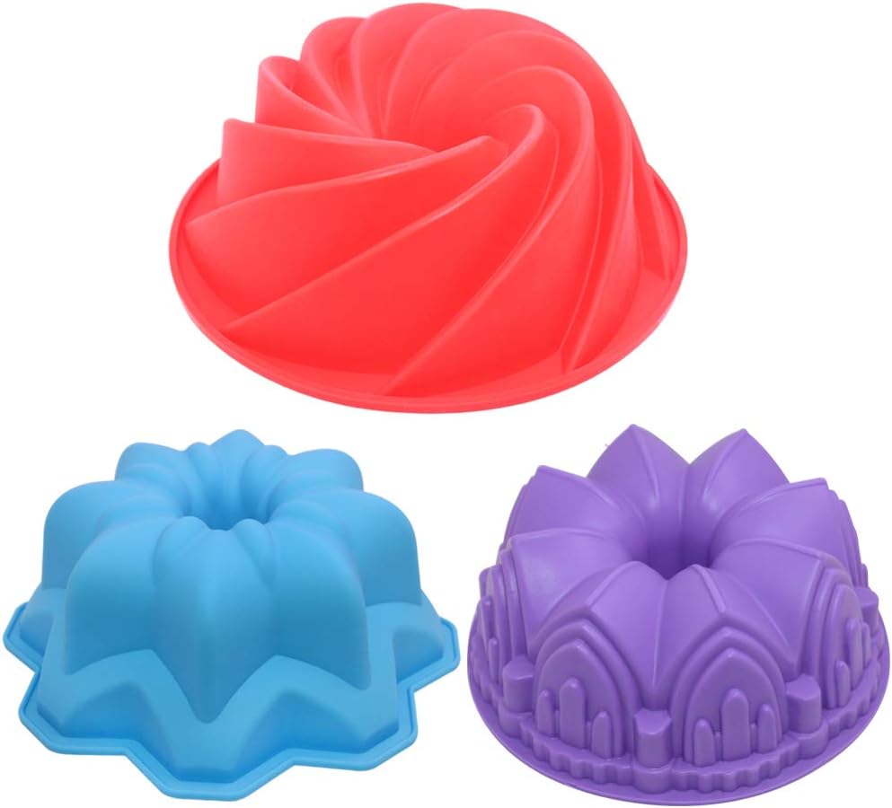 Lot de 3 moules à gâteau en silicone en forme de tourbillon pour gâteaux et gâteaux à double fleur Vendos85 - Mathon