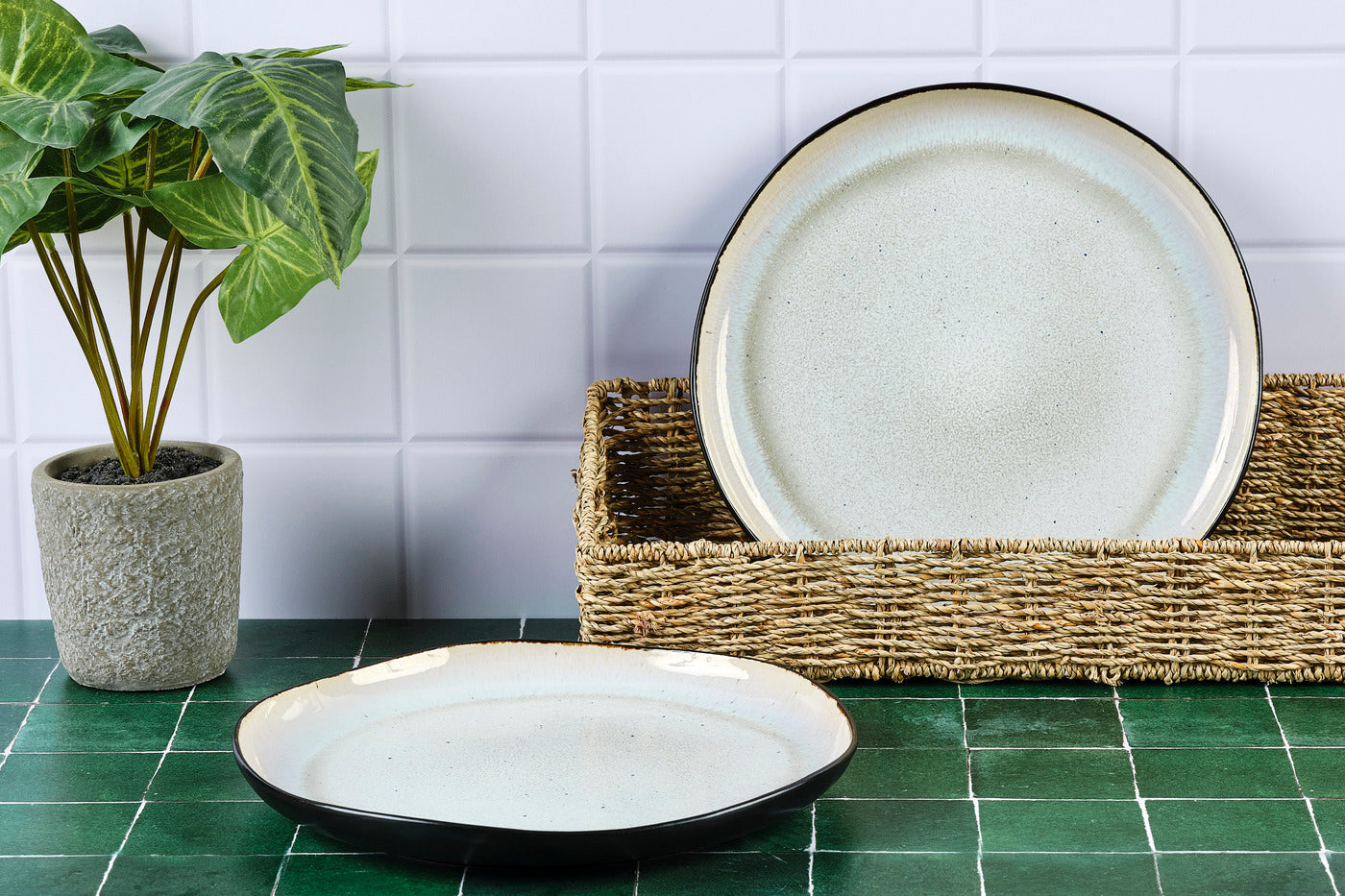 Plateau de service IRIS Ø32cm - 2 pièces - Blanc ivoire Björn - Mathon - 2