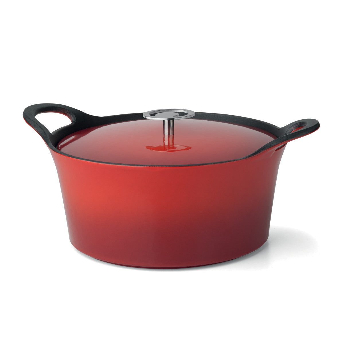 Volcan - Cocotte ronde 20cm fonte de fer émaillée rouge avec couvercle Cuisinox - Mathon - 1