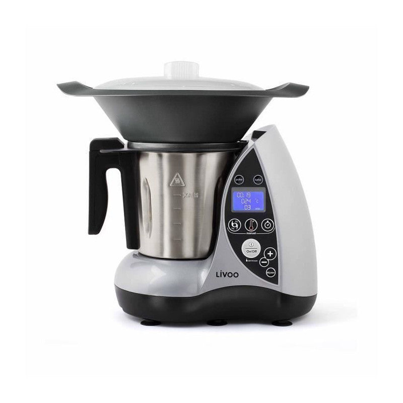 Livoo Dop142g Robot Culinaire Chauffant - Gris Et Metal Livoo - Mathon - 1