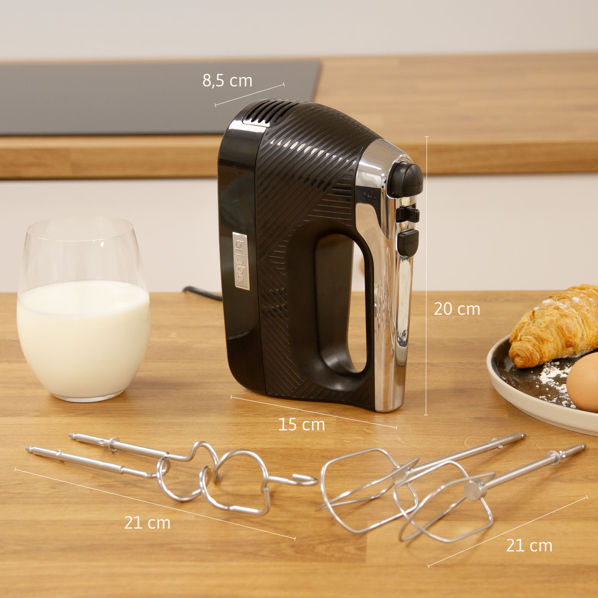 Elegance Batteur Electrique Cuisine Mixeur Spécial Pâtisserie 5 Vitesses + Turbo 400 Noir HM1174BLK Briebe - Mathon - 6